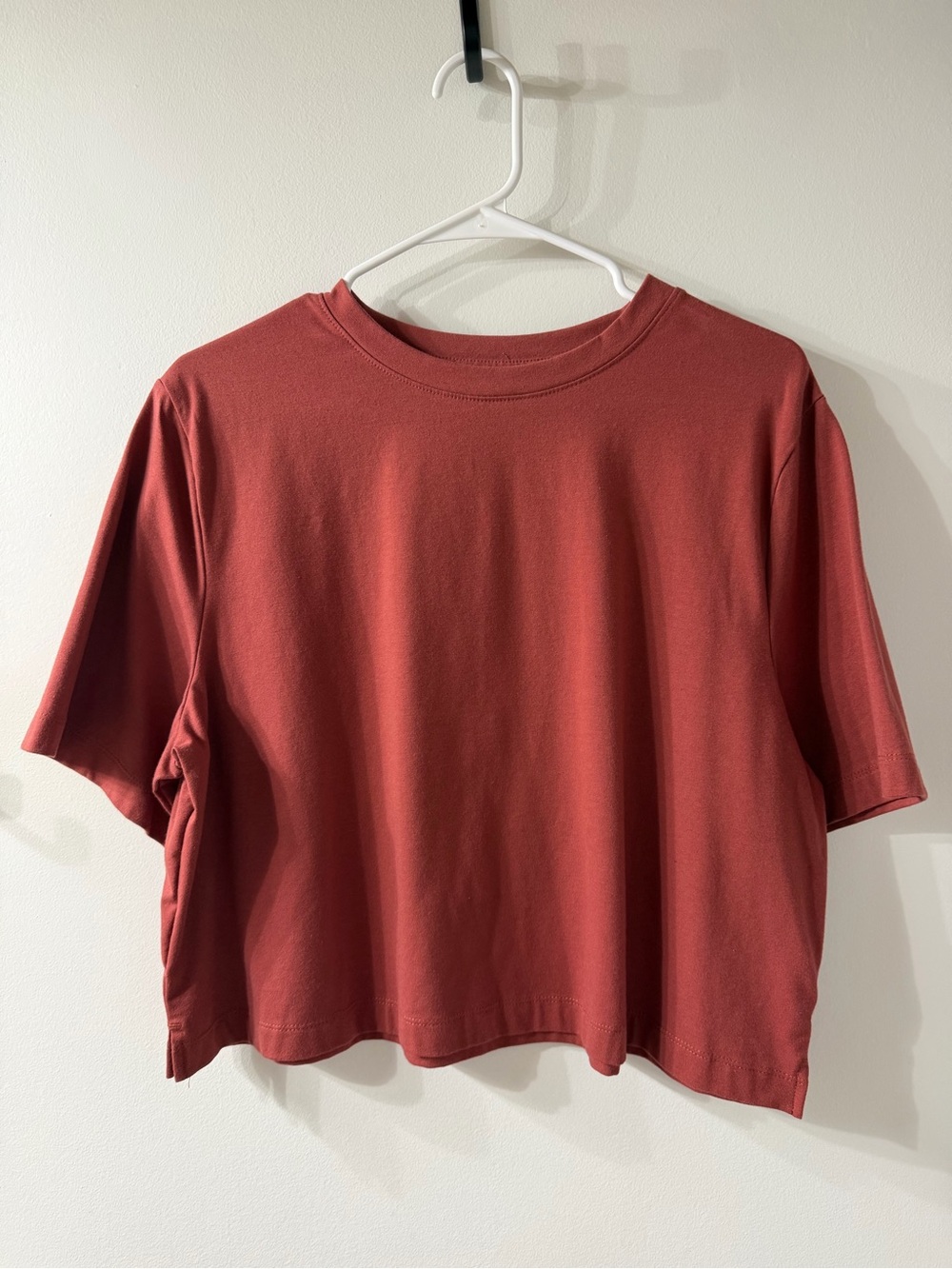 Women's Cropped Crewneck Top - Rust Red. Large